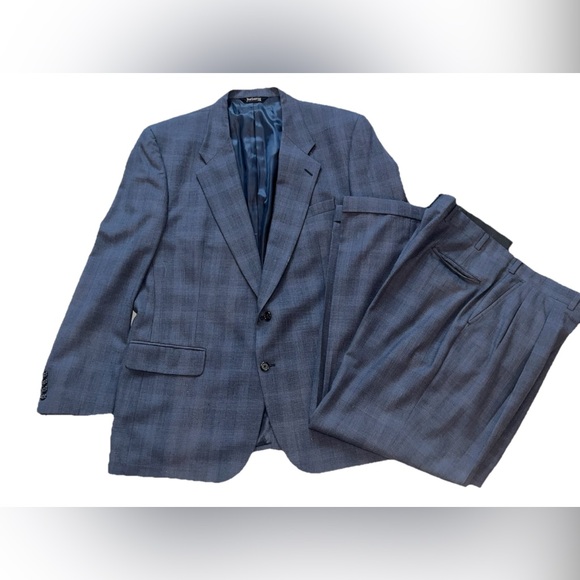 Vintage Burberrys Suit 48R Blazer 40x29.5 Pants blue 2pc Classic Mens
